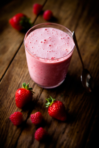 Strawberry & raspberry smoothie by London food photographer michael michaels