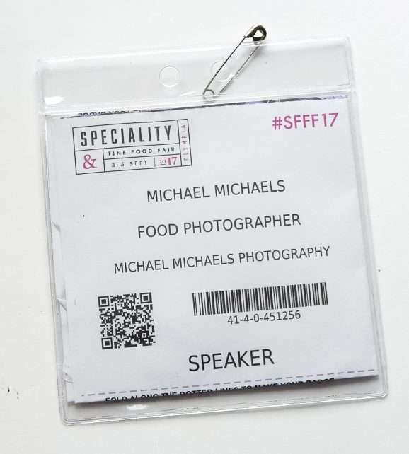 Speaker Badge fro London food photographer