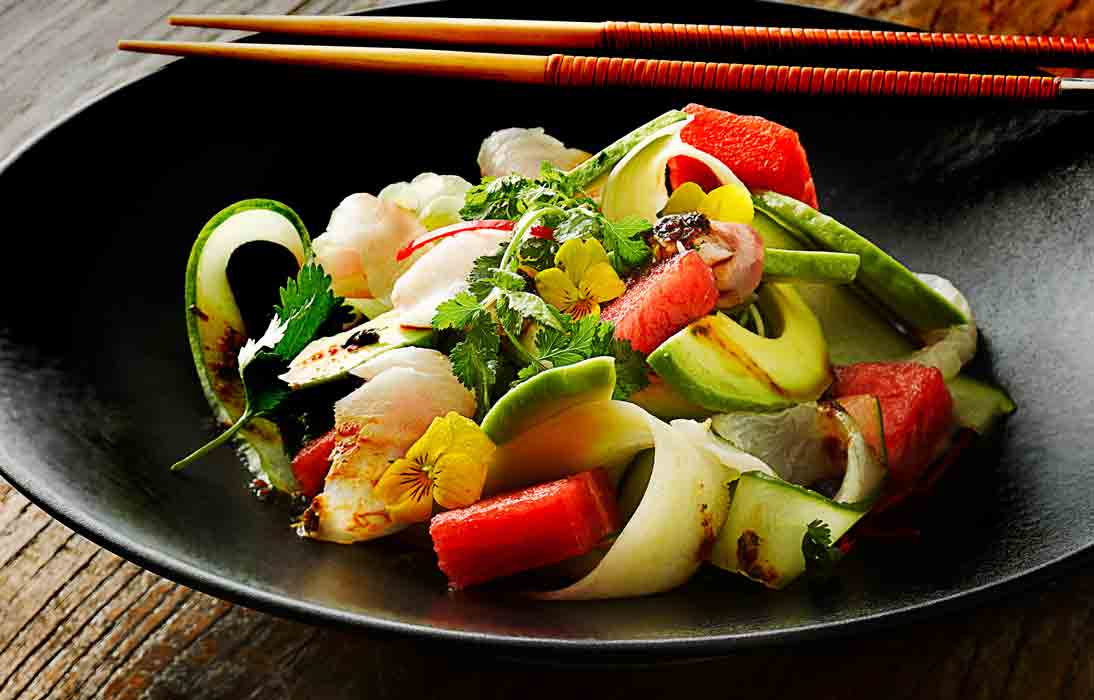 Seabass sashimi Salad by London Food Photographer Michael Michaels